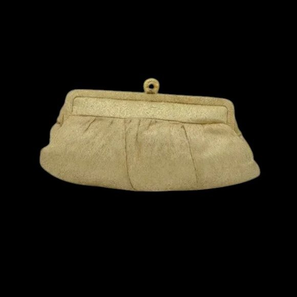 MCM Vintage Gold Jacquard Evening Bag Clutch Purse Mid-Century Rhinestones - Picture 2 of 13